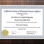 California Society of Municipal Finance Officers Award - Capital Budget Excellence Award FY 2010