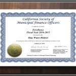 California Society of Municipal Finance Officers Award - Capital Budget Excellence Award FY 2014-2015