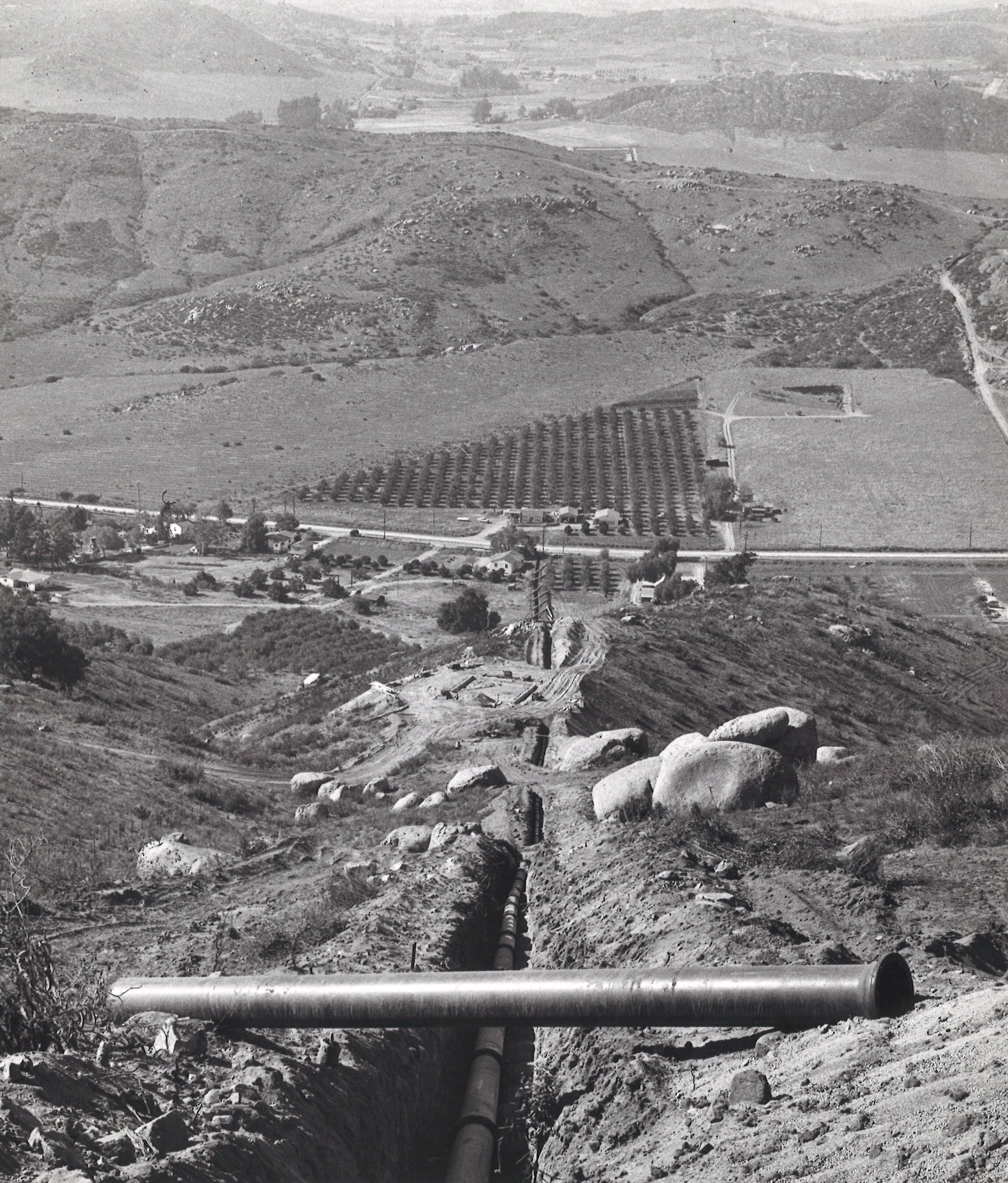 Pipeline from potable water reservoir to pumping station in Steele Canyon.